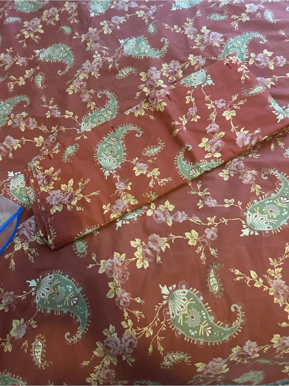 Pottery Barn Paisley Floral Duvet Cover in Rust and Green